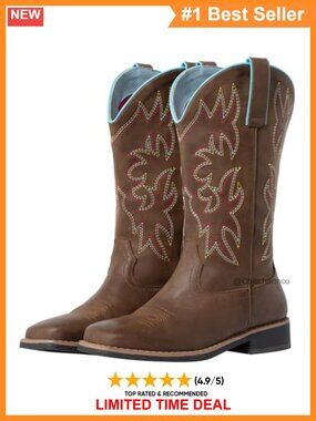 Wide Calf Cowgirl Boots Square Toe Faux Leather Western Work Boots